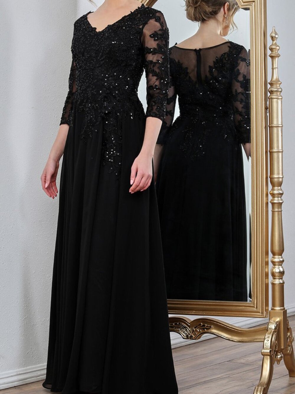 NWT Adora Design 3247-03 Three-Quarter Mother of the Bride Dress Black size 16W